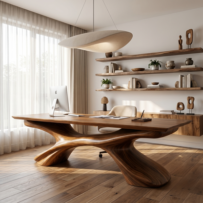 Modern Executive Desk Sculptural Design For Home Office Workspace