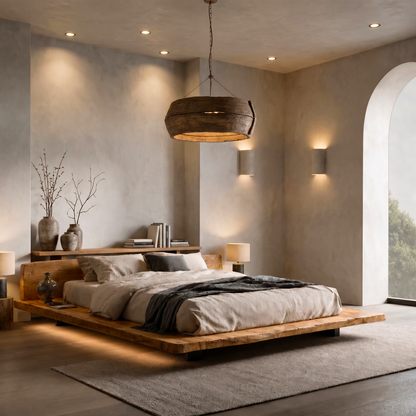 Modern Platform Bed Frame With Floating Design And Headboard For Bedroom
