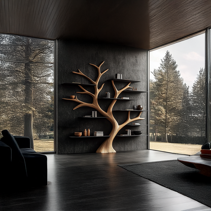 Rustic Wide Tree Bookshelf Home Office Or Living Room Storage