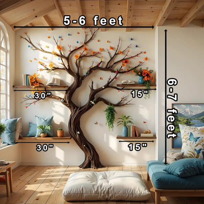 Handmade Wooden Tree Branch Bookshelf