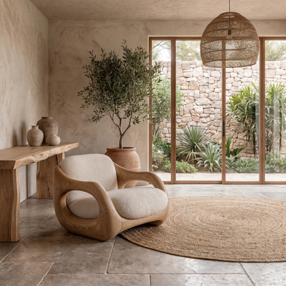 Sculptural Armchair Nature Inspired Wood Design For Living Room