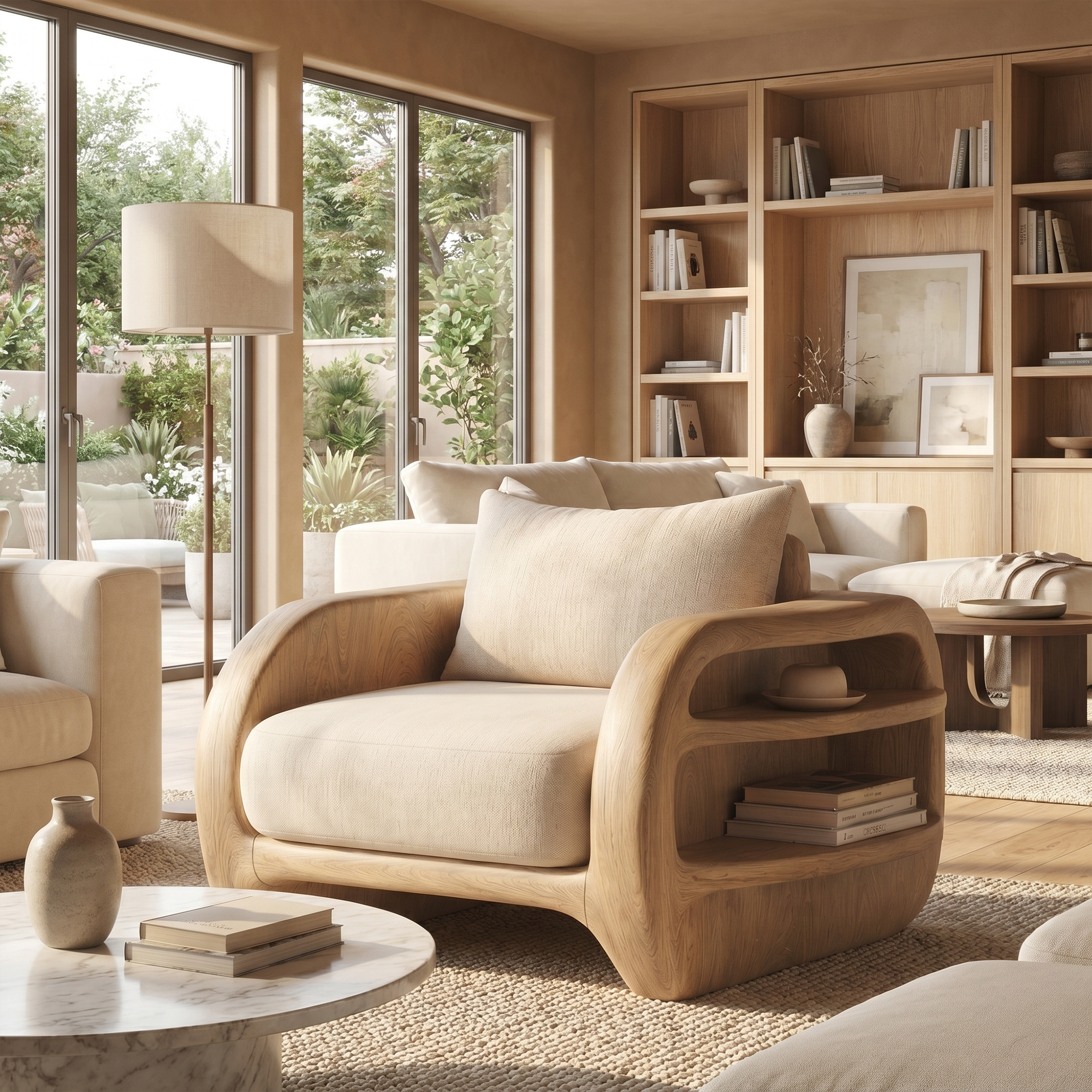 Nature Inspired Accent Chair Organic Curved Design For Living Room