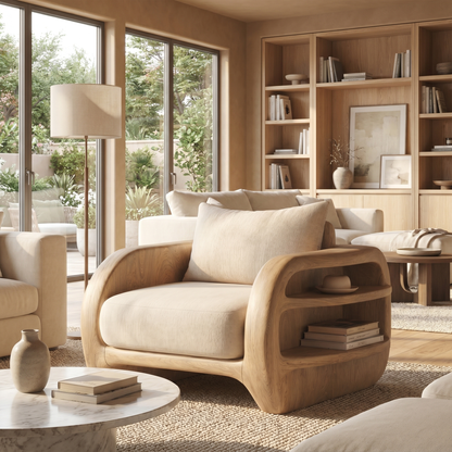 Nature Inspired Accent Chair Organic Curved Design For Living Room