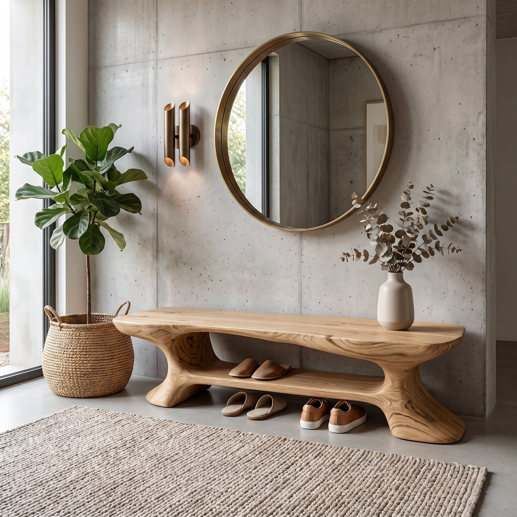 Rustic Entryway Bench With Integrated Shoe Storage For Entryway