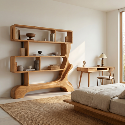 Organic Sculptural Bookshelf For Living Room And Office