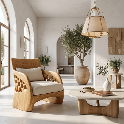 Contemporary Organic Accent Chair For Living Room
