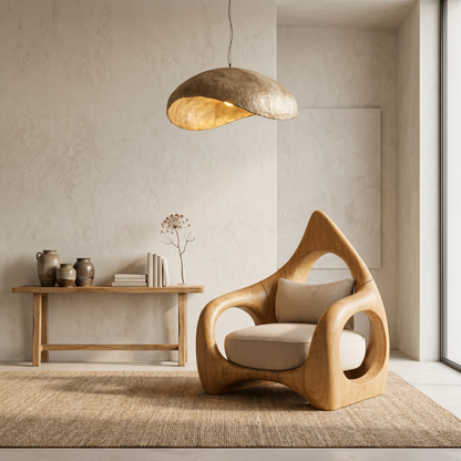 Handcrafted Leaf Back Armchair For Living Room