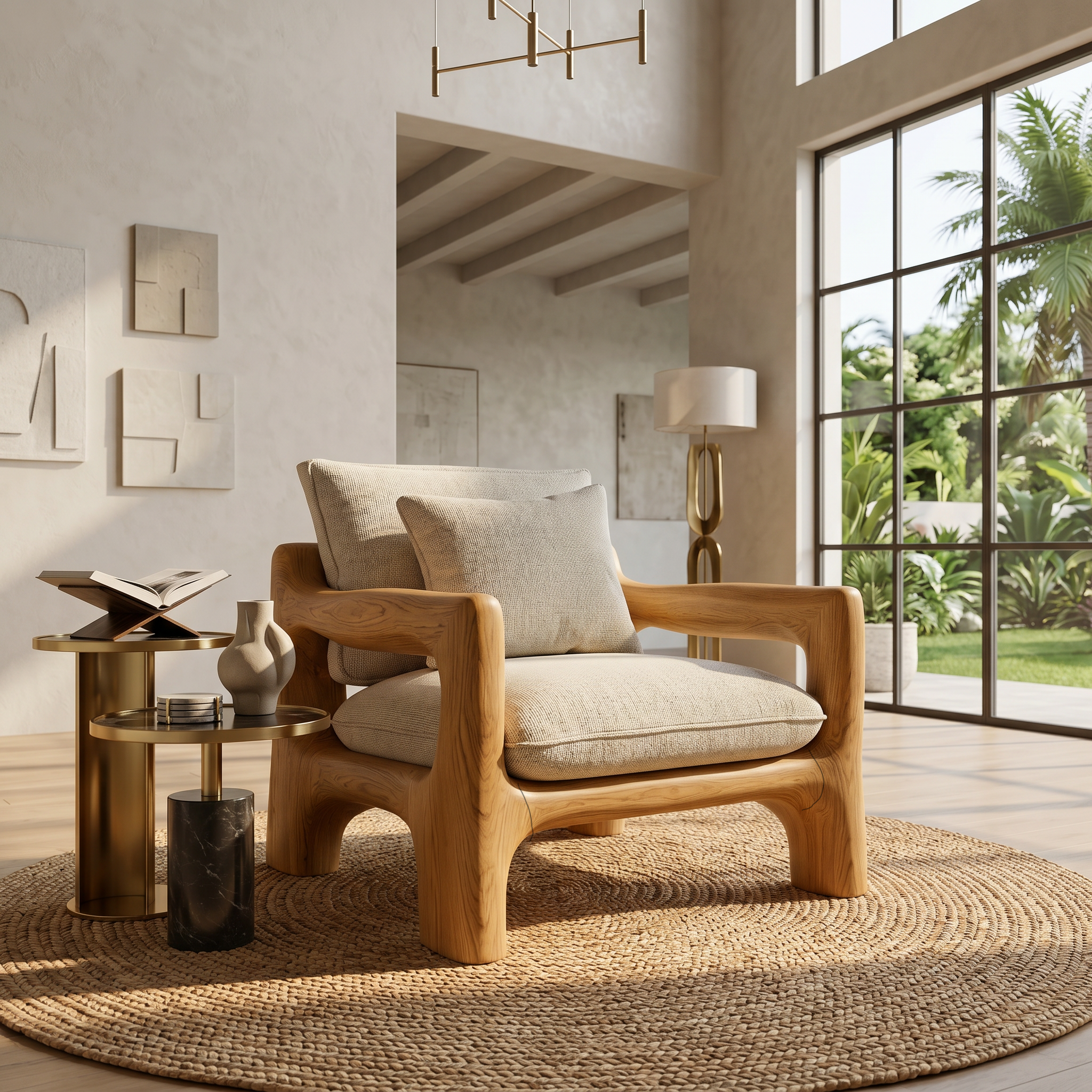 Rustic Organic Accent Chair For Living Room Statement Seating
