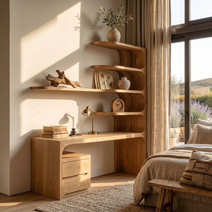 Scandinavian Writing Desk With Integrated Storage Hutch For Bedroom And Workspace