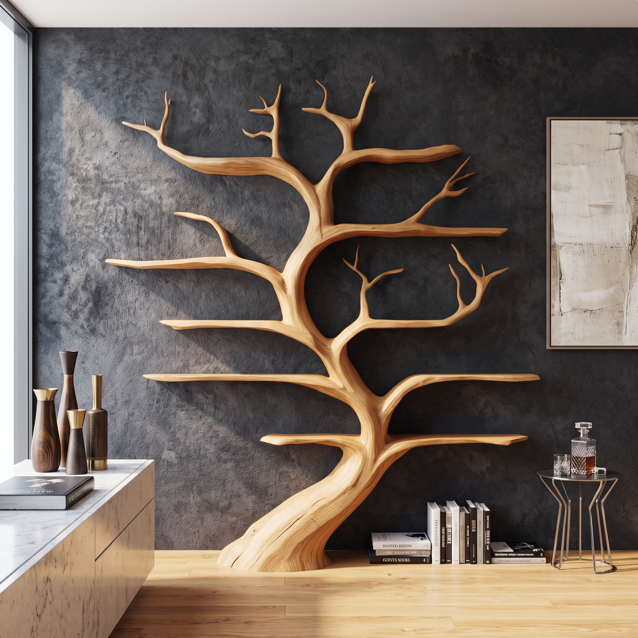 Rustic Tree Shelf Handmade Wood Wall Mounted Gift