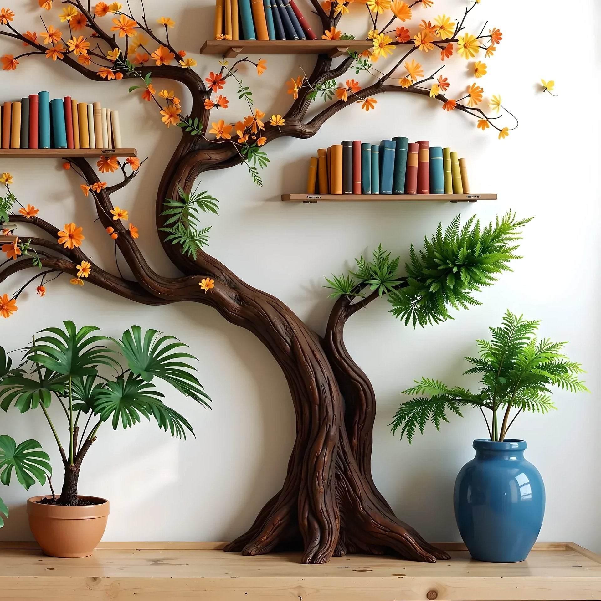 Unique Tree Branch Bookshelf