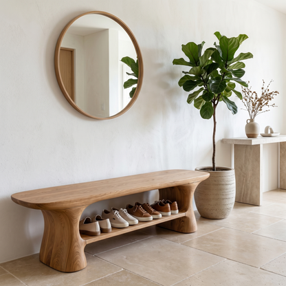 Modern Shoe Organizer Bench With Multi Tier Storage