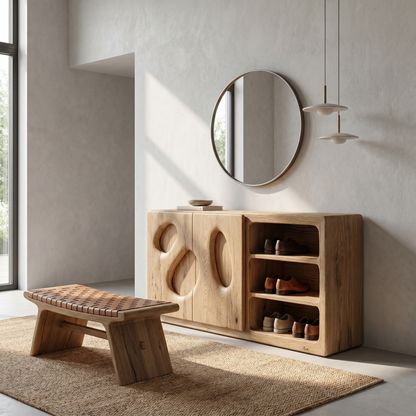 Organic Modern Shoe Cabinet Artistic Storage Design For Hallway