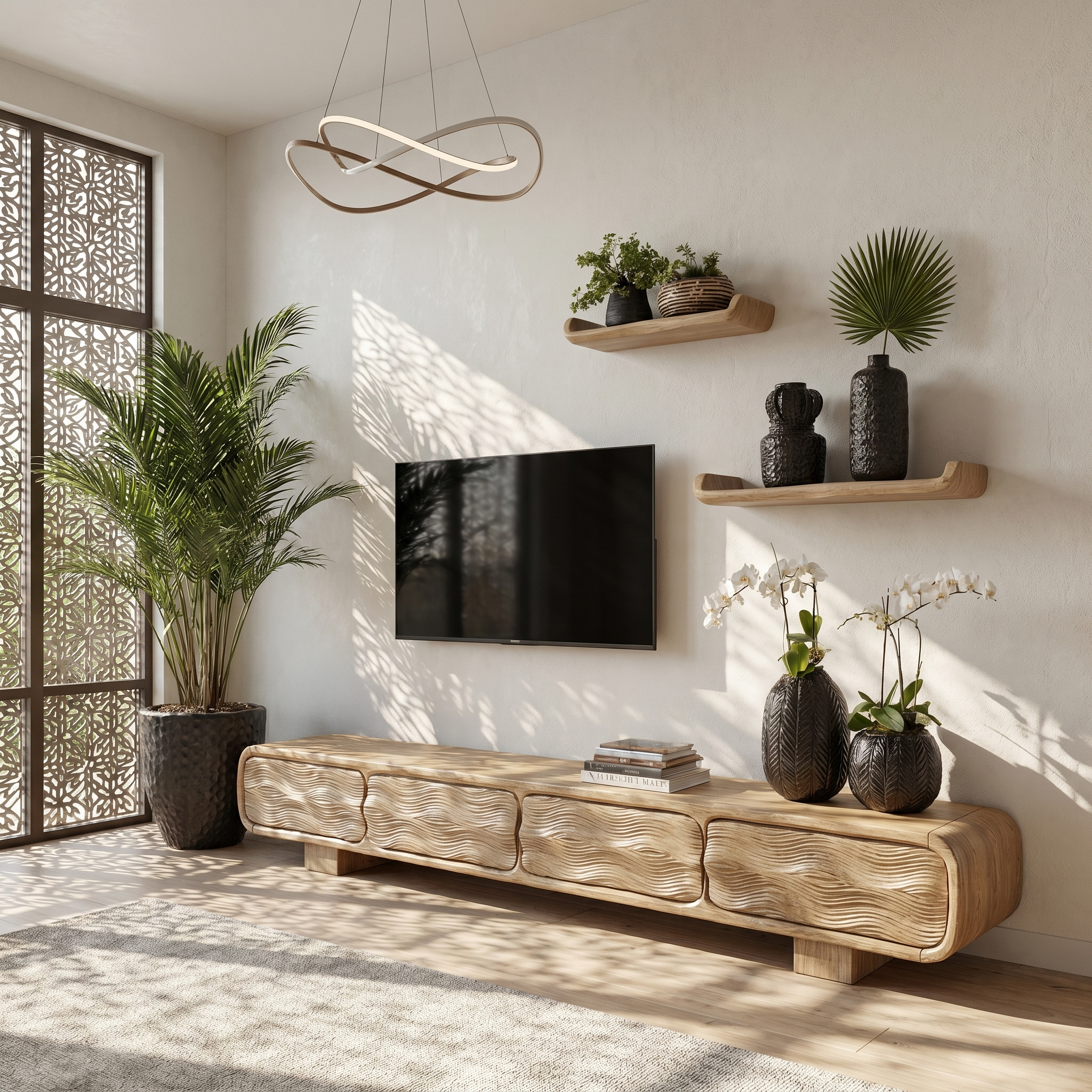 Rustic TV Cabinet Handcrafted Wood Storage Design For Living Room Entertainment Space
