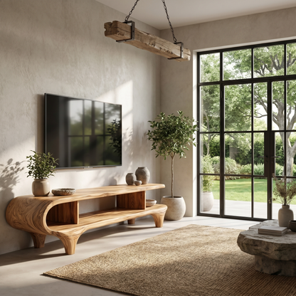 Contemporary TV Cabinet Organic Curved Framework For Living Room
