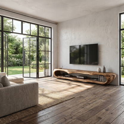 Sculptural TV Cabinet Nature Inspired Artistic Design For Living Room
