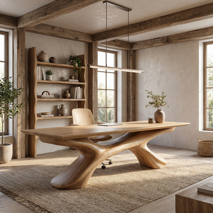 Modern Executive Desk Sculptural Design For Home Office Workspace