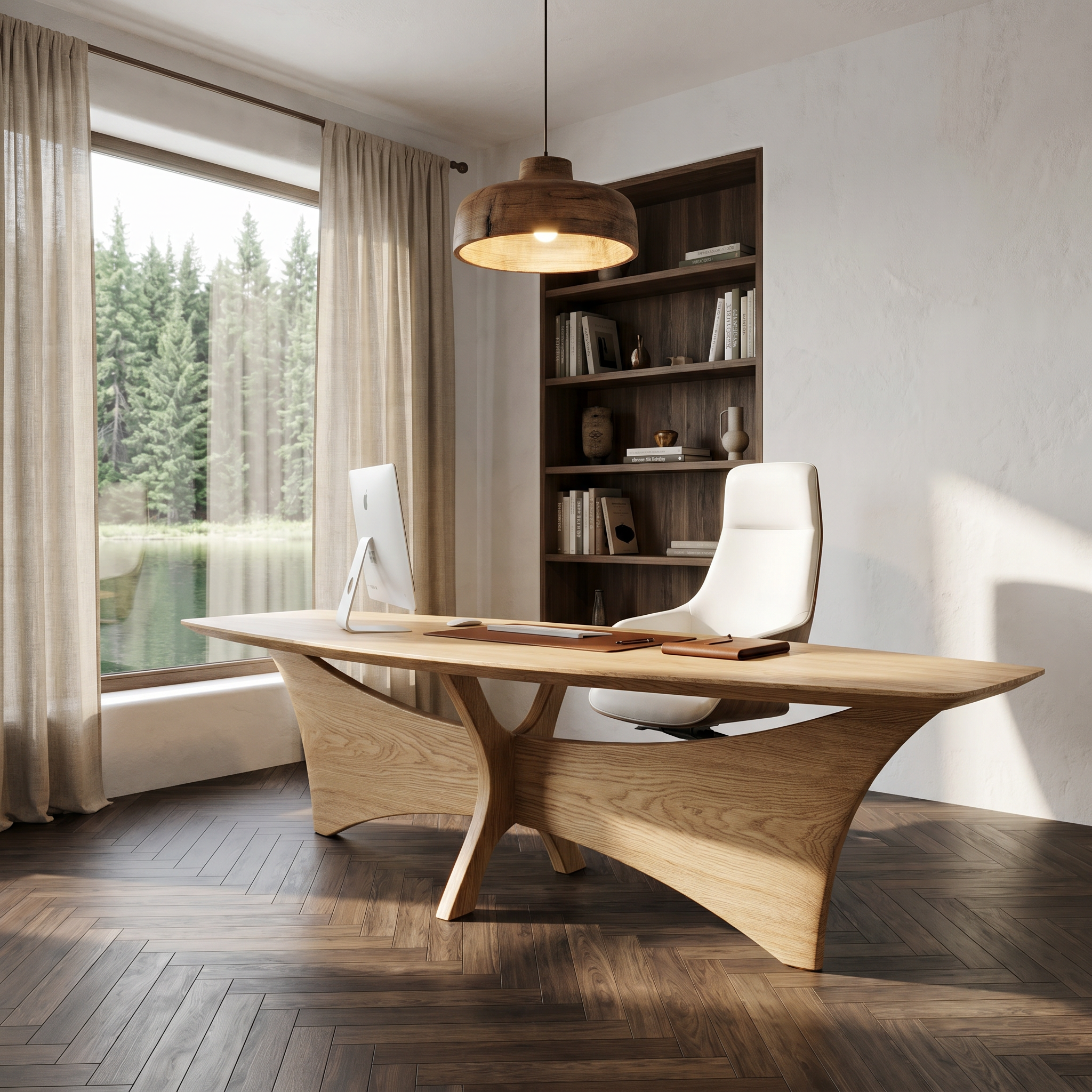 Modern Flared Base Desk Executive Desk For Home Office