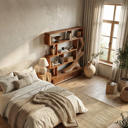 Contemporary Wooden Bookcase With Storage For Living Room