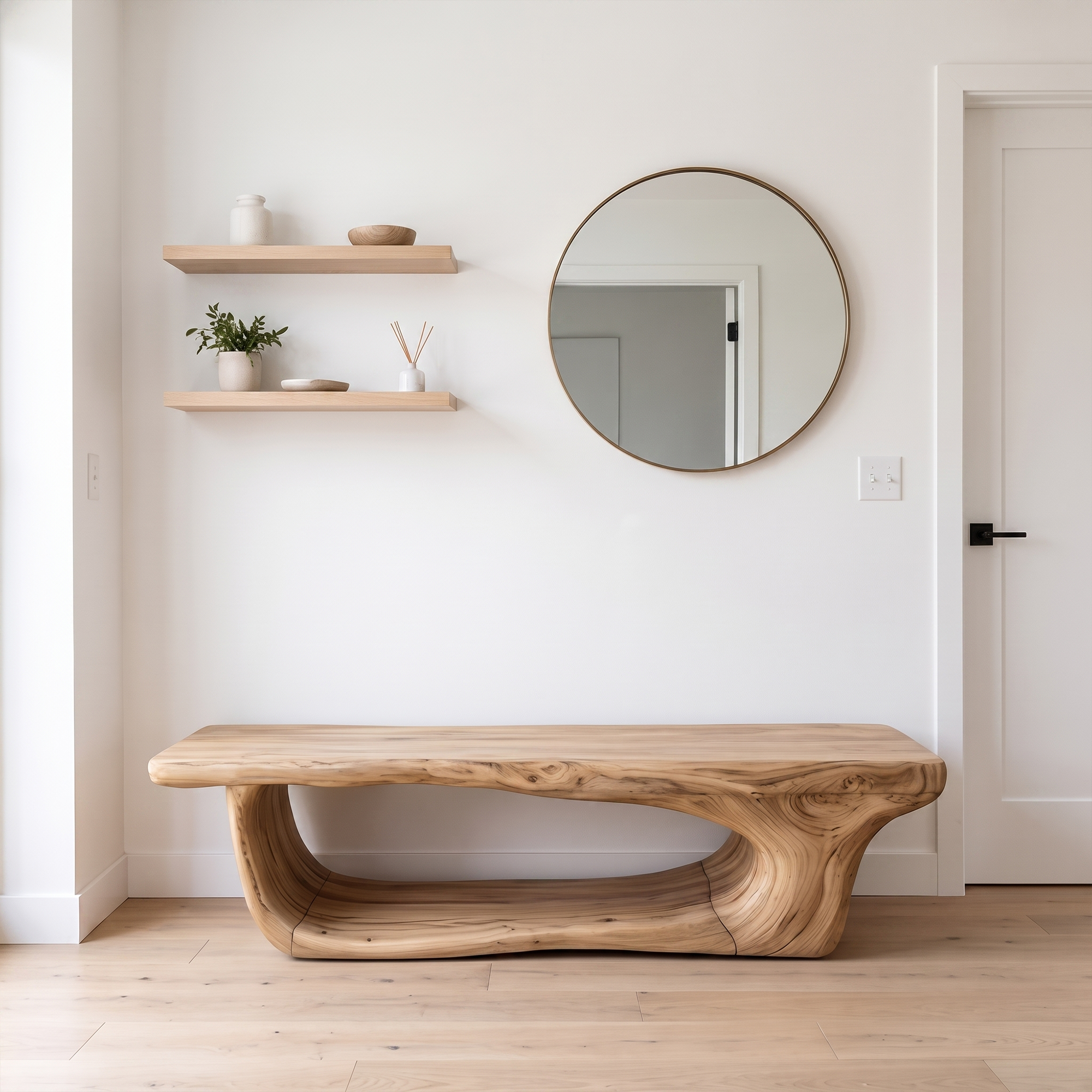 Organic Shoe Bench With Open Shoe Storage For Entryway