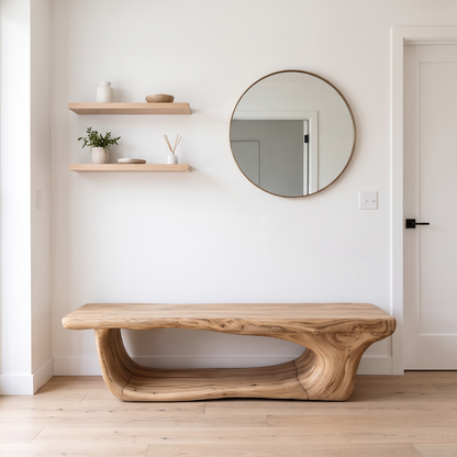 Organic Shoe Bench With Open Shoe Storage For Entryway