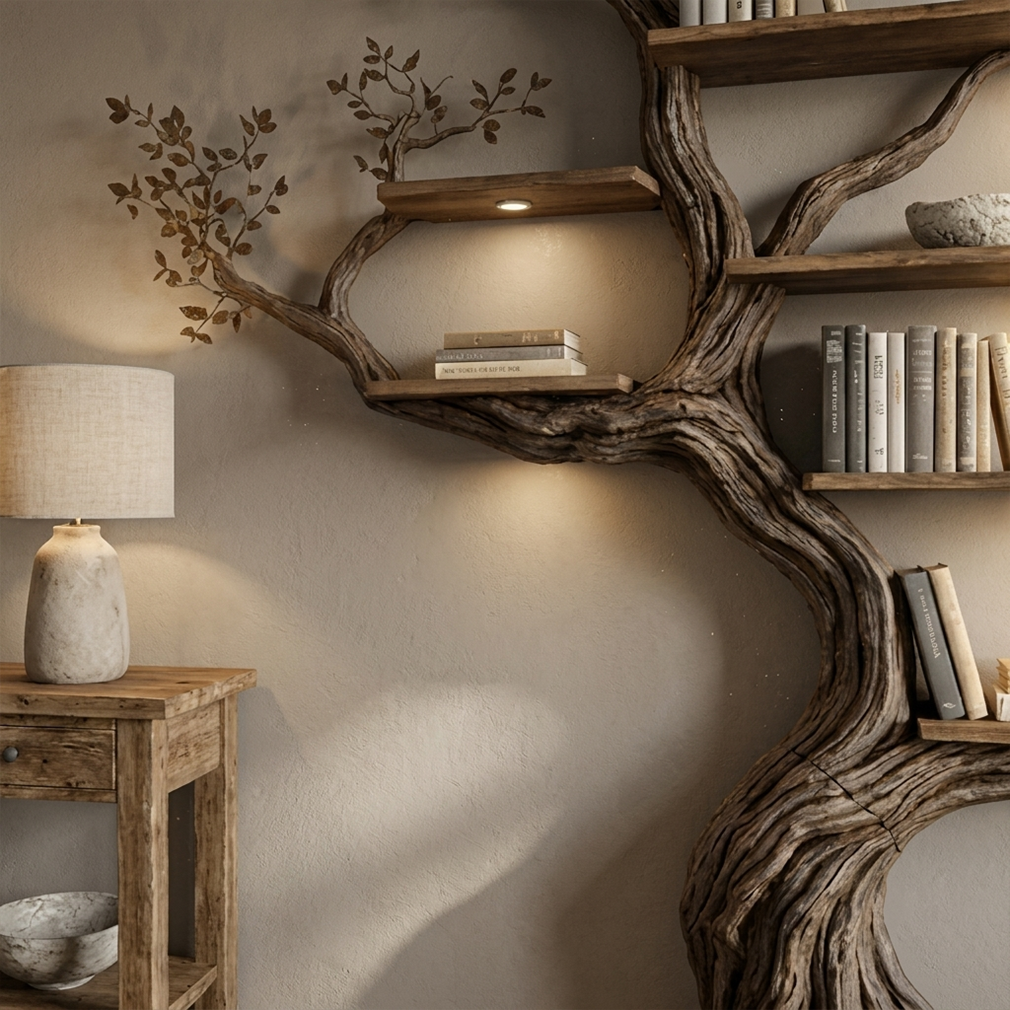 Modern Organic Living Room Interior Flowing Sculptural Wall Feature