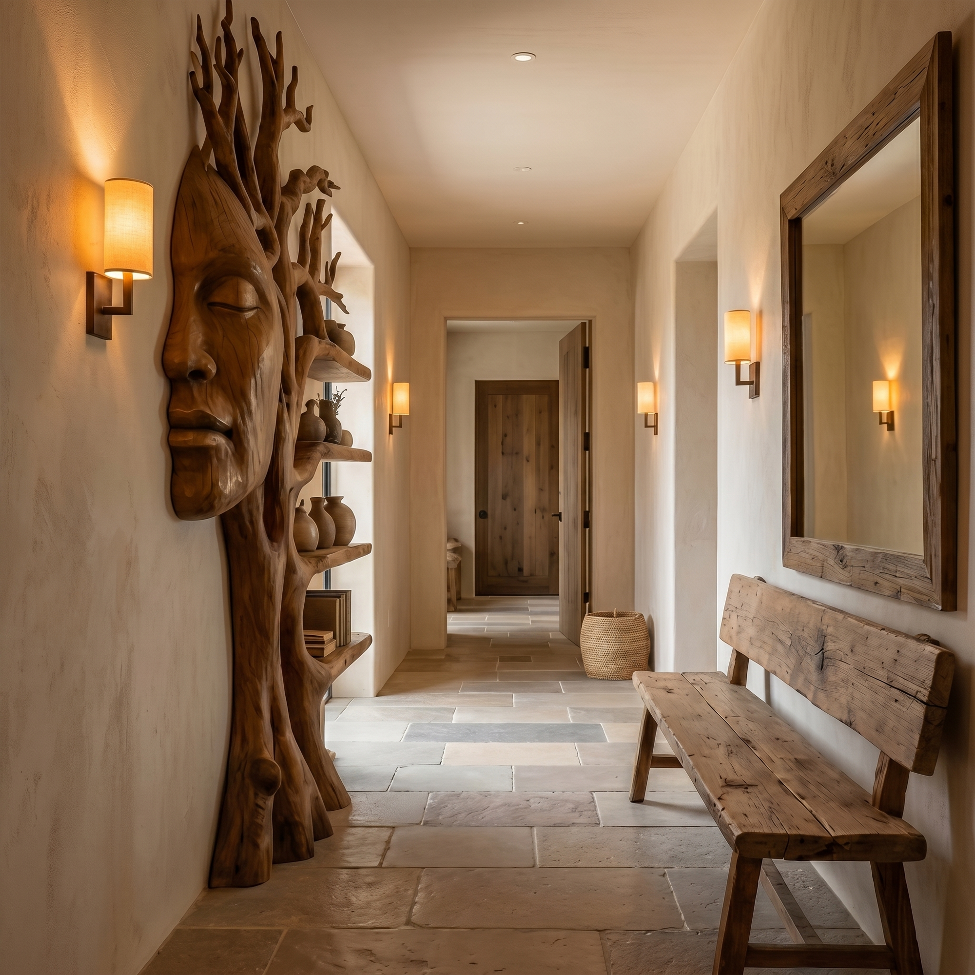 Fantasy Tree Bookshelf With Sculptural Face Design And Integrated Branch Shelves For Living Room