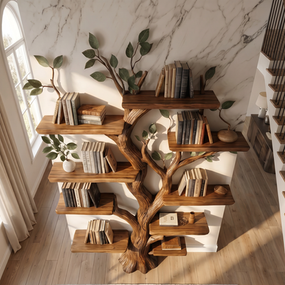 Sculptural Tree Wall Bookshelf For Living Room