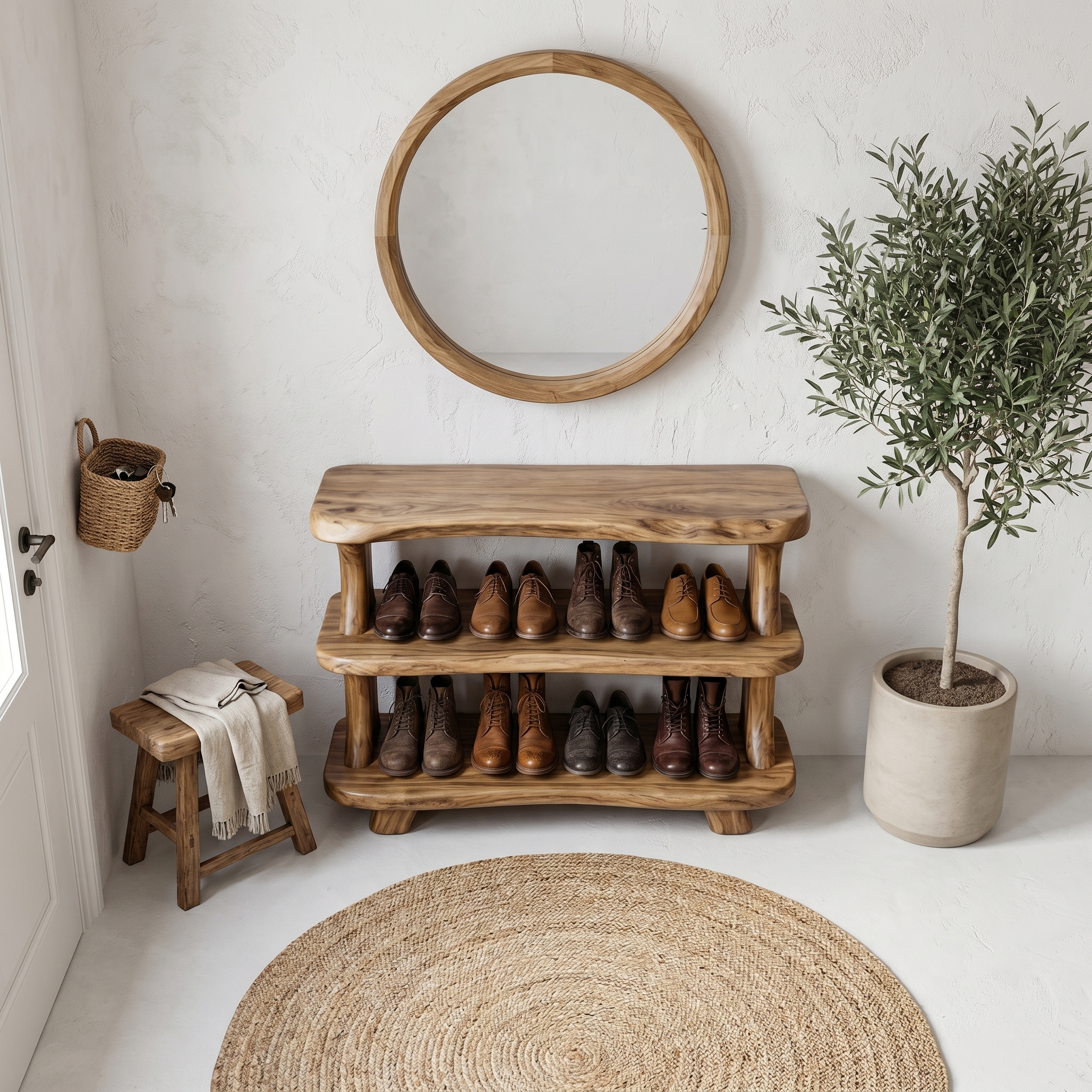 Modern Shoe Rack Sculptural Storage Design For Entryway