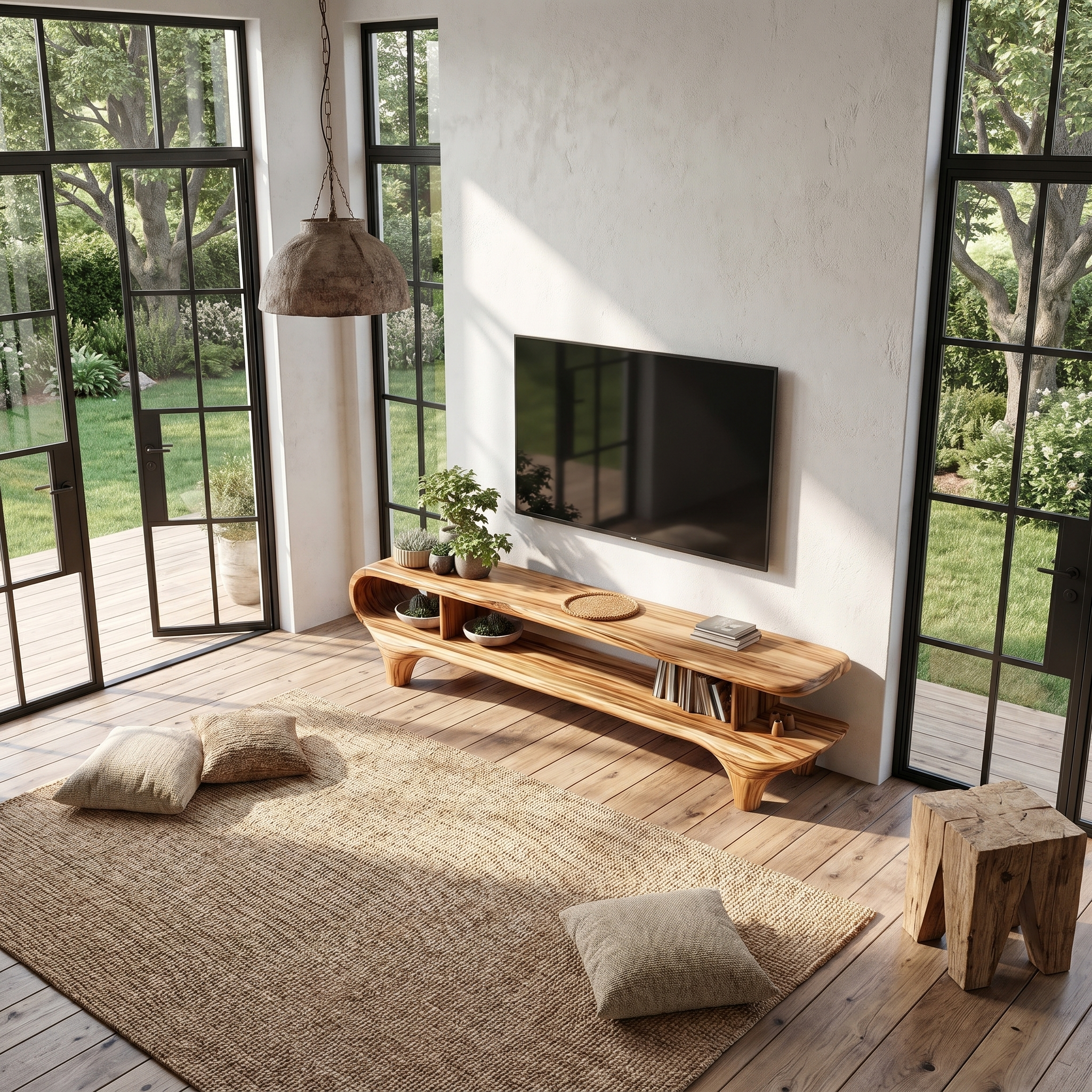 Contemporary TV Cabinet Organic Curved Framework For Living Room