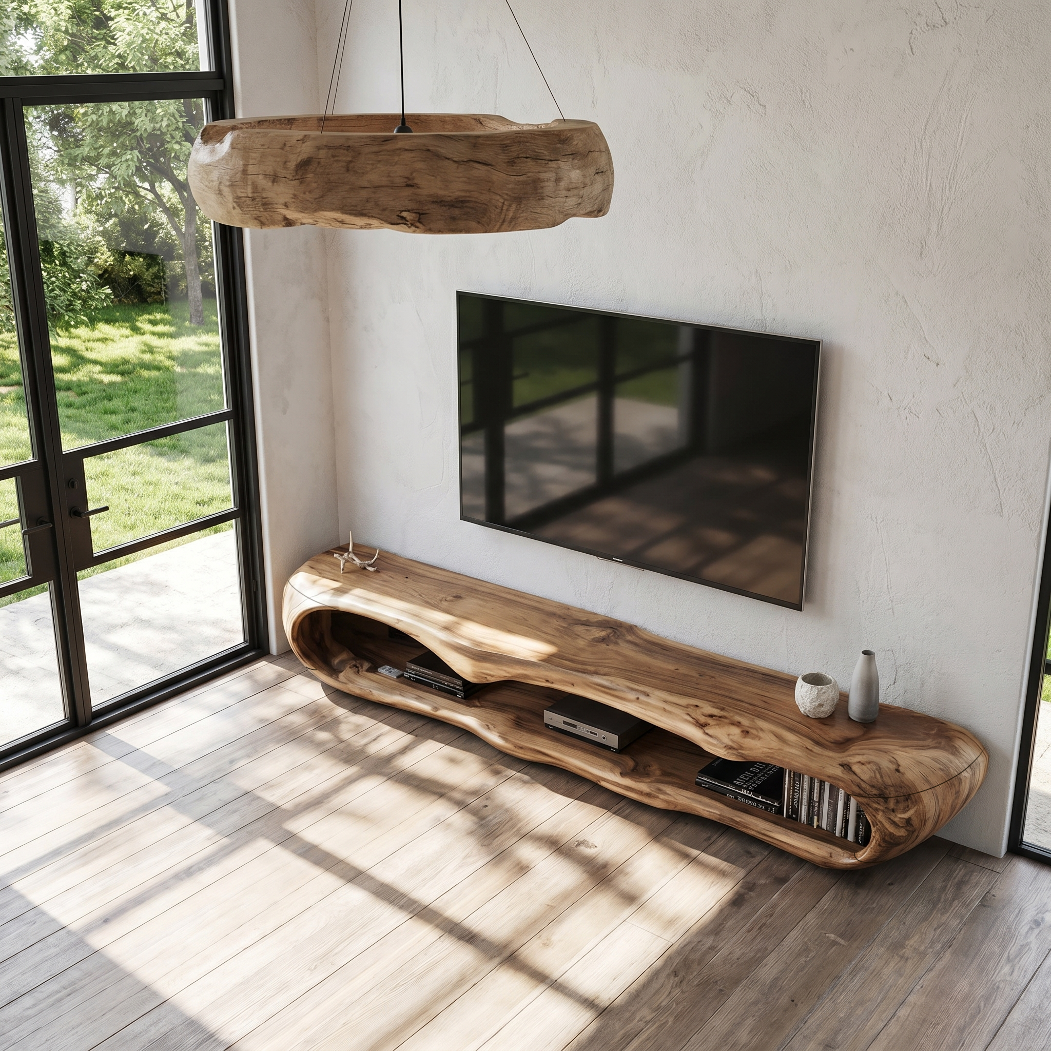 Sculptural TV Cabinet Nature Inspired Artistic Design For Living Room