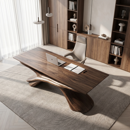 Modern Executive Desk Sculptural Design For Home Office Workspace