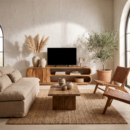 Contemporary TV Cabinet With Open Storage For Living Room
