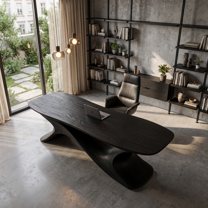 Rustic Open Loop Desk Solid Wood Writing Desk For Home Office