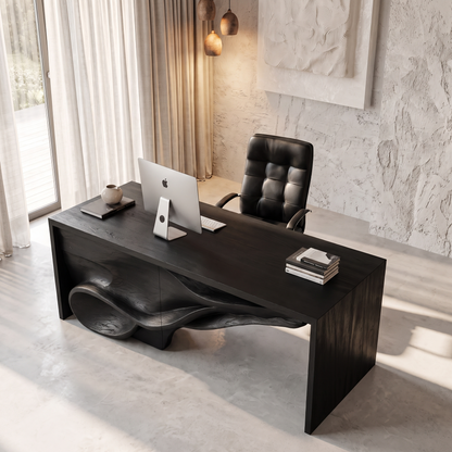 Sculptural Writing Desk Handcrafted Storage Design For Executive Home Office