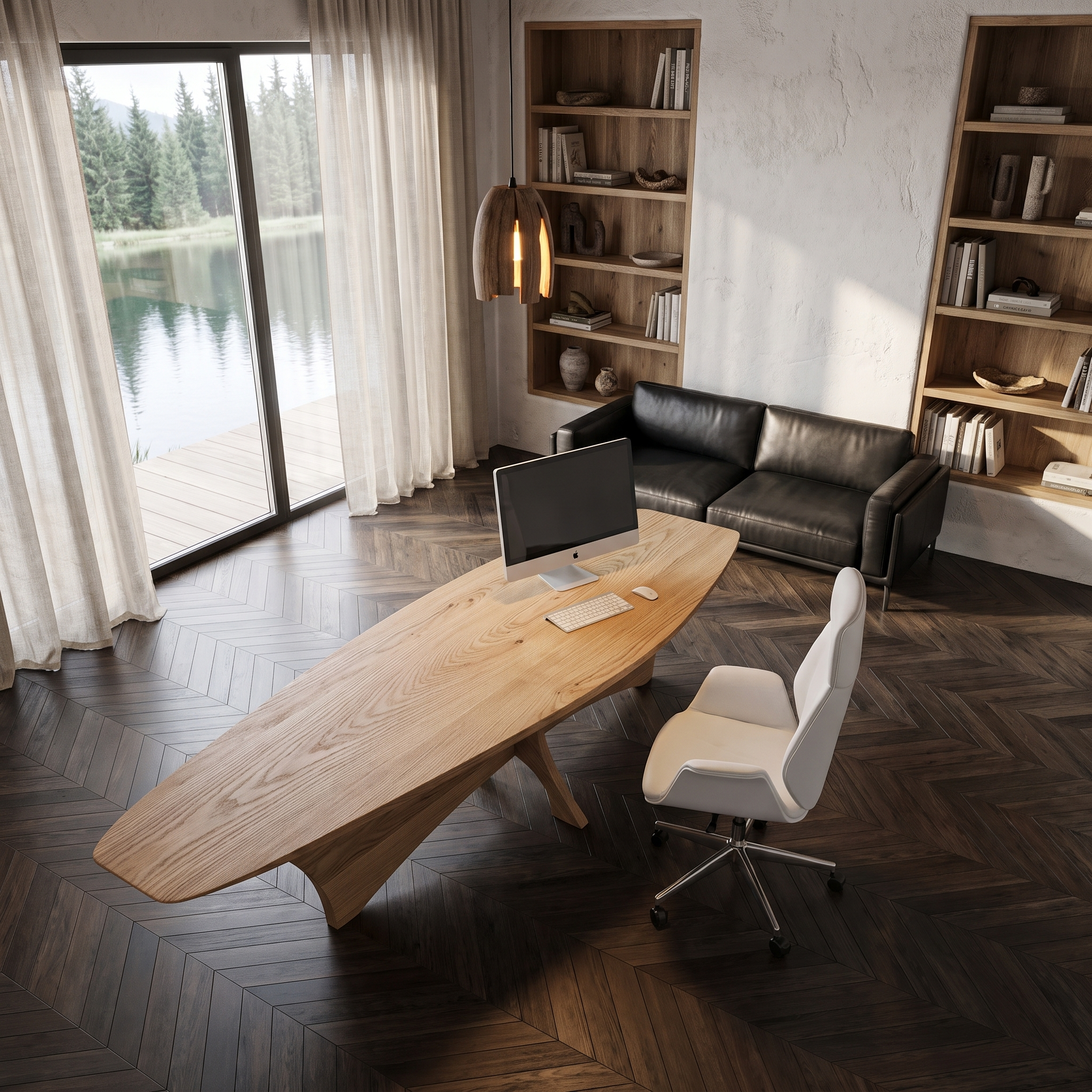 Modern Flared Base Desk Executive Desk For Home Office