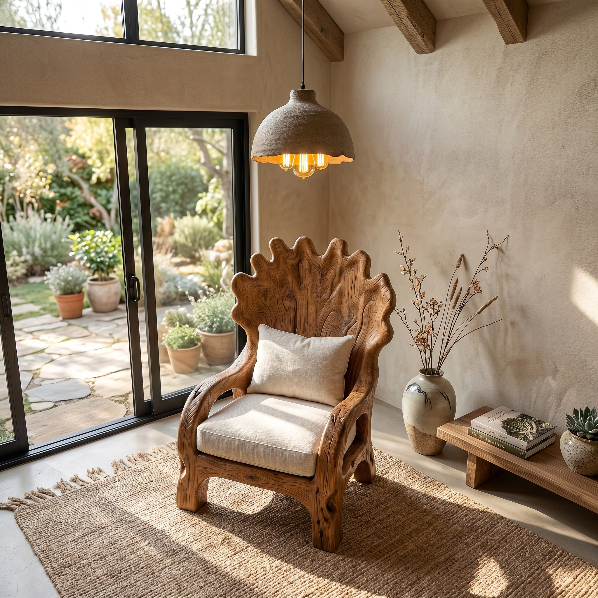 Handcrafted Wooden Lounge Chair For Living Room And Reading Nook