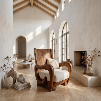 Scandinavian Wooden Armchair For Living Room Cozy Lounge Seating
