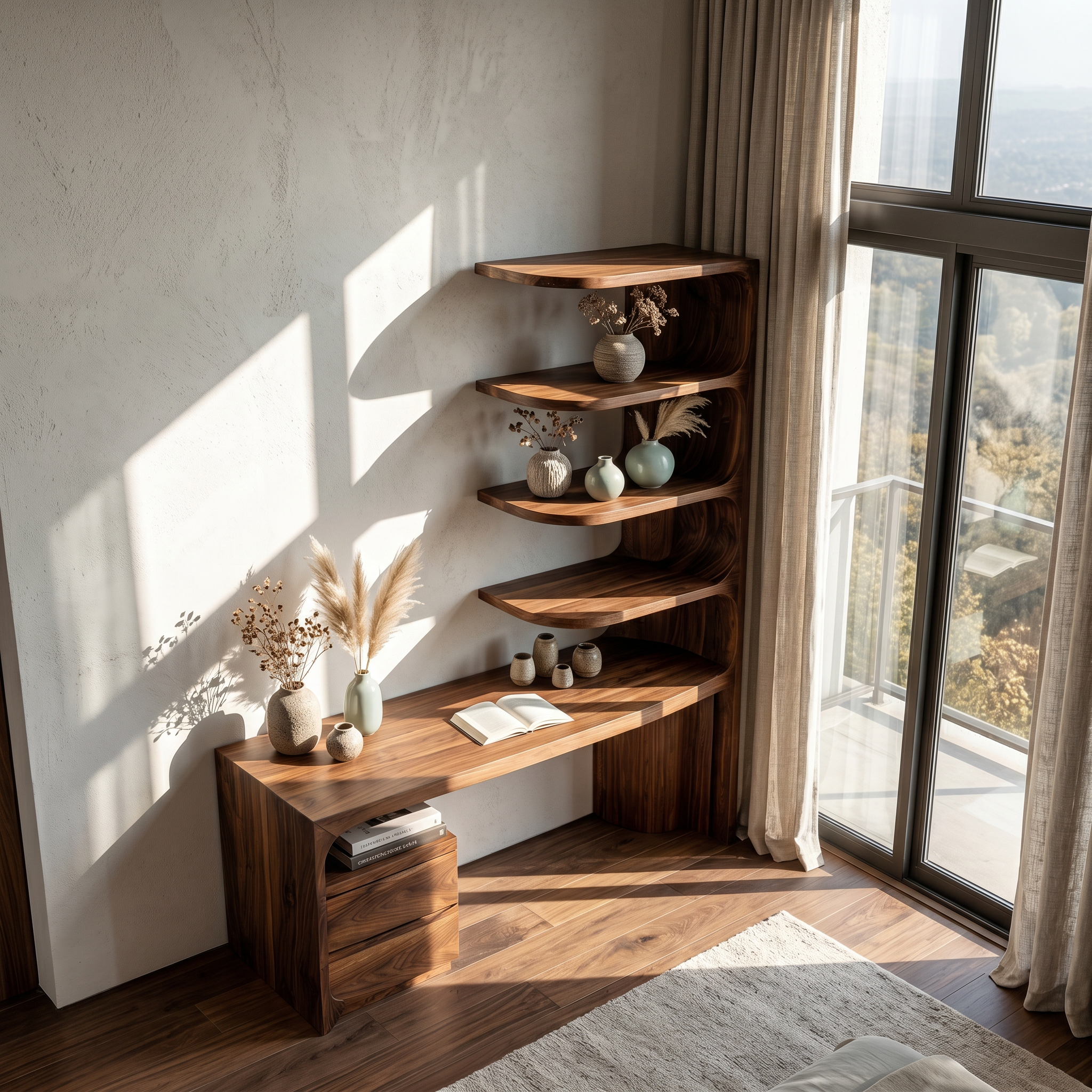 Scandinavian Writing Desk With Integrated Storage Hutch For Bedroom And Workspace