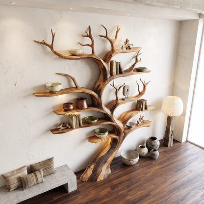 Rustic Tree Shelf Handmade Wood Wall Mounted Gift