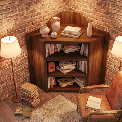 Natural Wooden Bookshelf With Open Shelves And Simple Storage Design For Living Room And Bedroom