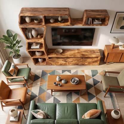 Contemporary Entertainment Center With Integrated Display Shelves For Living Room