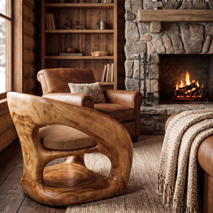 Nature Inspired Armchair Artistic Curved Wood Design For Living Room