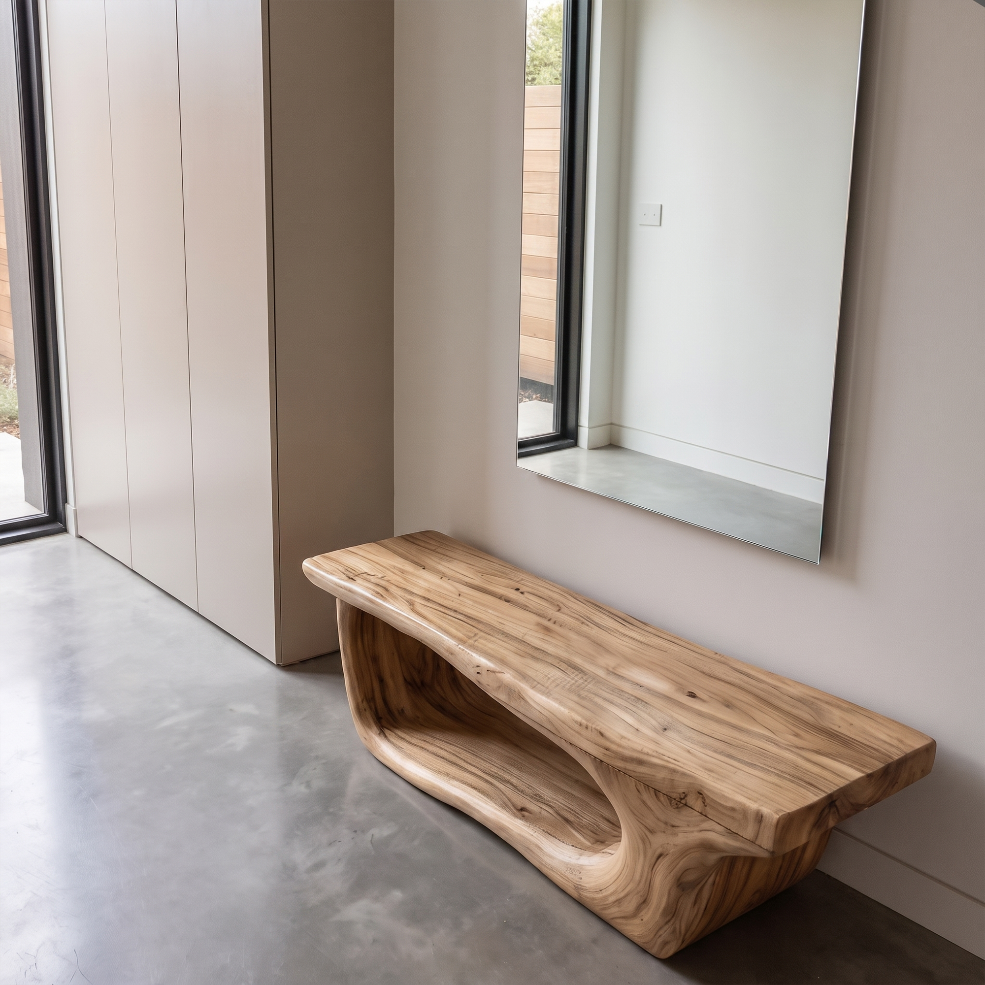 Organic Shoe Bench With Open Shoe Storage For Entryway