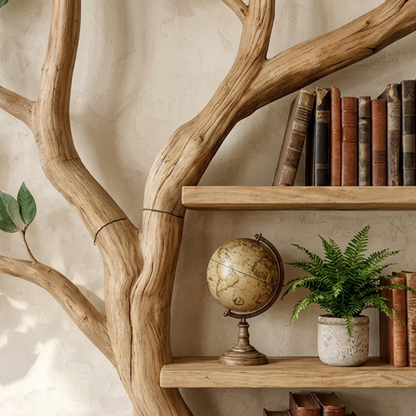 Rustic Tree Bookshelf Living Room Office Artistic Wall Display