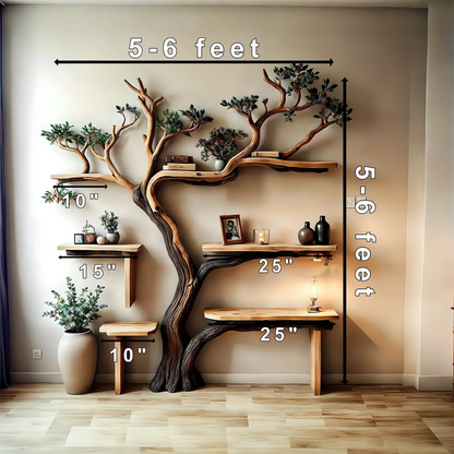 Handmade Natural Wooden Tree Branch Bookshelf