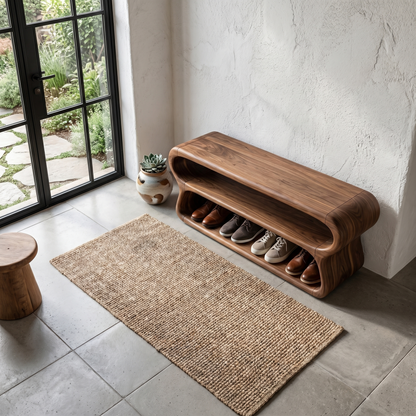 Contemporary Shoe Bench With Open Storage Compartments For Hallway