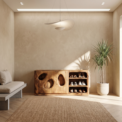 Organic Modern Shoe Cabinet Artistic Storage Design For Hallway
