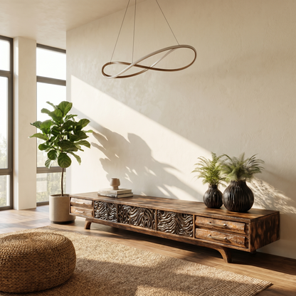 Rustic TV Cabinet Nature Inspired Media Console For Living Room