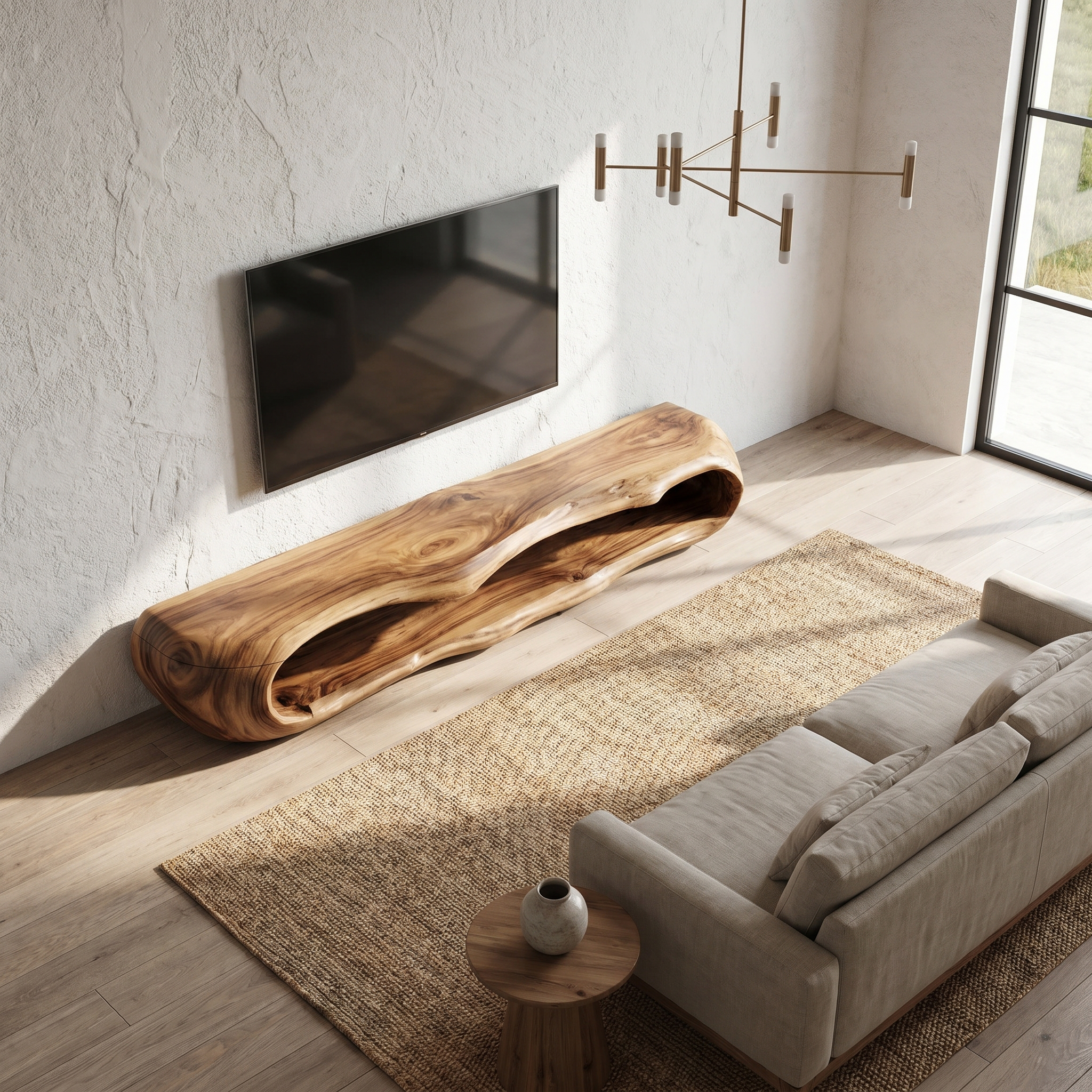 Sculptural TV Cabinet Nature Inspired Artistic Design For Living Room